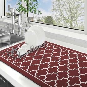 Dish Drying Mat Super Absorbent Drying Mat Large Dish Drying Mats for Kitchen Counter Easy Clean Dish Mat Kitchen Drying Mat18"x 32" Stylish Red