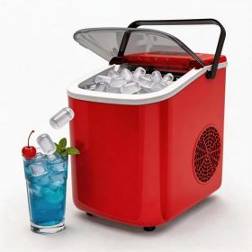 Portable Countertop Ice Maker  Compact, Self-Cleaning, With Handle  Fast Ice Production  Electric Ice Maker For Home Kitchens, Bars, Camping, And RVs (Option: Red)