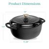 6 Quart Large Enamel Cast-Iron Dutch Oven Kitchen Cookware