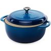 6 Quart Large Enamel Cast-Iron Dutch Oven Kitchen Cookware