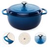6 Quart Large Enamel Cast-Iron Dutch Oven Kitchen Cookware