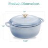 6 Quart Large Enamel Cast-Iron Dutch Oven Kitchen Cookware