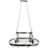 Rustic 2-Light 10 Hook Ceiling Mounted Hanging Pot Rack