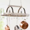 Rustic 2-Light 10 Hook Ceiling Mounted Hanging Pot Rack
