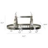 Rustic 2-Light 10 Hook Ceiling Mounted Hanging Pot Rack