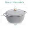 6 Quart Large  Enamel Cast-Iron Dutch Oven Kitchen Cookware