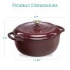 6 Quart Large  Enamel Cast-Iron Dutch Oven Kitchen Cookware