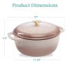 6 Quart Large Enamel Cast-Iron Dutch Oven Kitchen Cookware