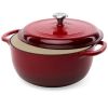 6 Quart Large Enamel Cast-Iron Dutch Oven Kitchen Cookware