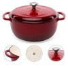 6 Quart Large Enamel Cast-Iron Dutch Oven Kitchen Cookware