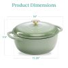6 Quart Large Enamel Cast-Iron Dutch Oven Kitchen Cookware