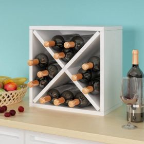 Stackable 12-Bottle Wine Rack (Color: White)