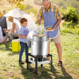 80 Qt Seafood Boiling Kit With Strainer Outdoor Crab Crawfish Cooking Pot (Option: Silver)