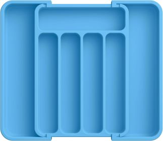 Silverware Organizer - Expandable Kitchen Drawer Organizer, Adjustable Utensil Organizer, Cutlery Tray for Forks, Knives (Color: Dark Blue)