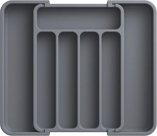 Silverware Organizer - Expandable Kitchen Drawer Organizer, Adjustable Utensil Organizer, Cutlery Tray for Forks, Knives (Color: Grey)