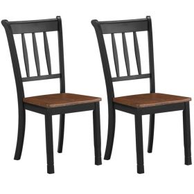 2 Pieces Solid Whitesburg Spindle Back Wood Dining Chairs (Color: Black)