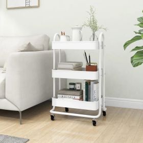 3-Tier Trolley 16.9"x13.4"x31.1" Steel (Color: White)