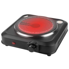 1000W Electric Infrared Single Burner Portable Heating Hot Plate Stove Countertop RV Hotplate with 7.5” Glass Cooktop Stepless Temperature Adjustments (Option: SingleBurne)